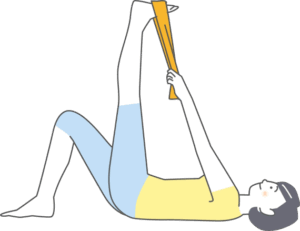 寝ながらできる産後の腰痛改善ストレッチ②　太ももの裏のばしストレッチ