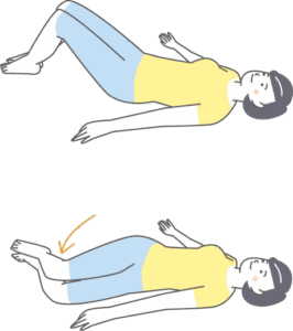 寝ながらできる産後の腰痛改善ストレッチ　骨盤ねじりストレッチ