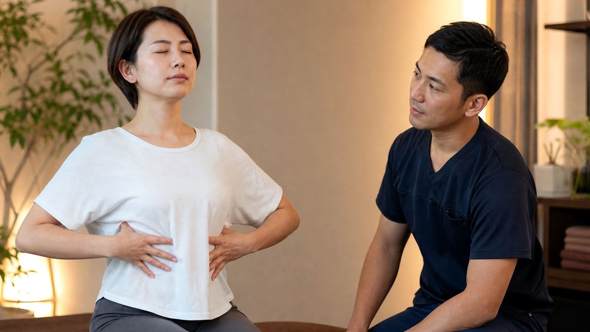 横隔膜の収縮を感じるセルフチェック