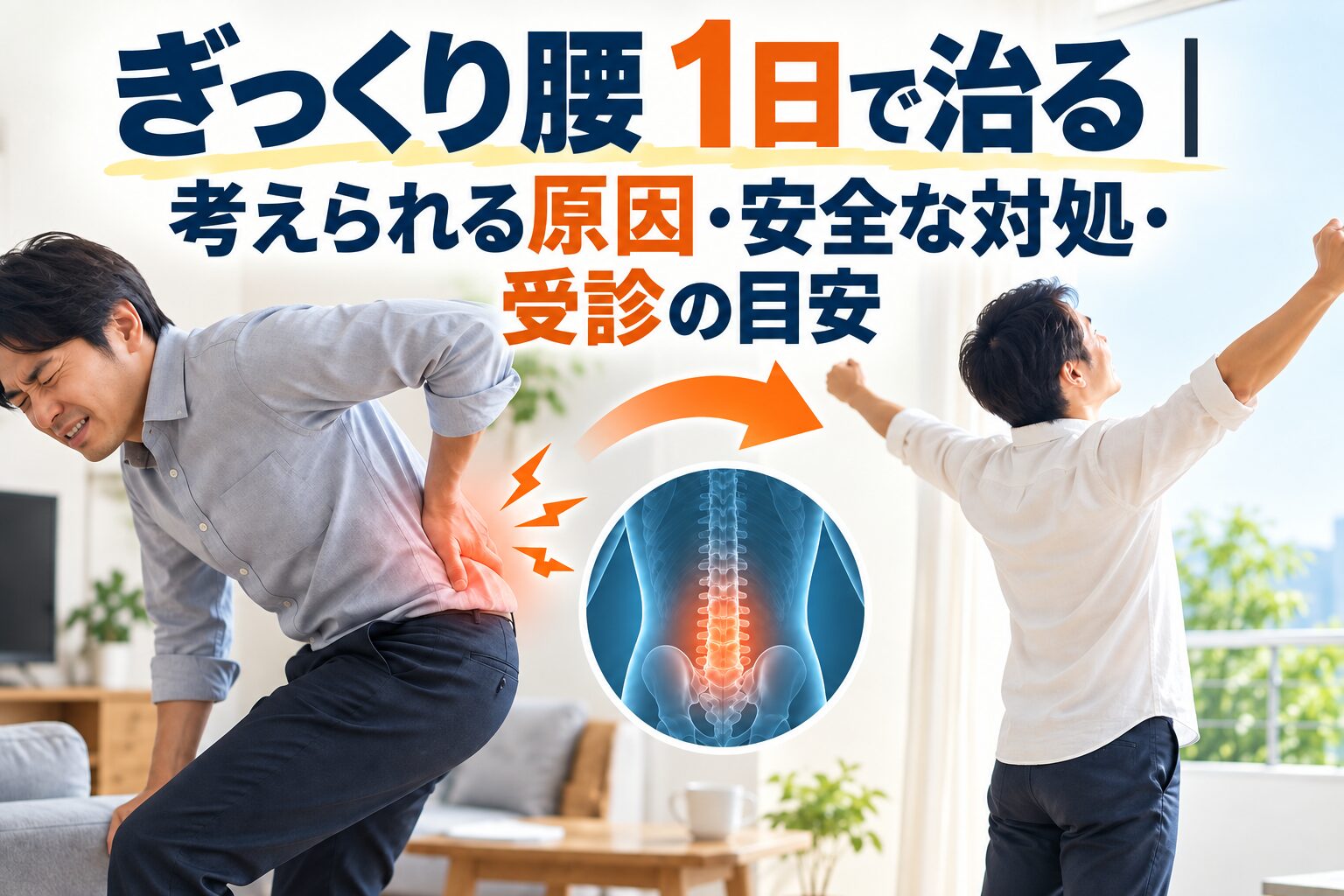 ぎっくり腰 1日で治る｜考えられる原因・安全な対処・受診の目安